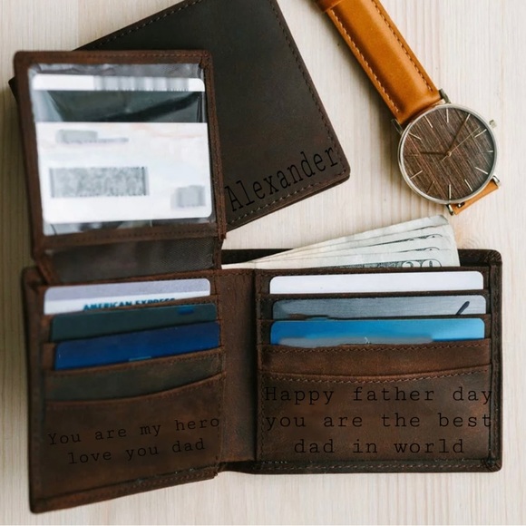Custom Wallets For Men Personalized Gifts For Men Personalized Wallet For Men - Picture 3 of 5